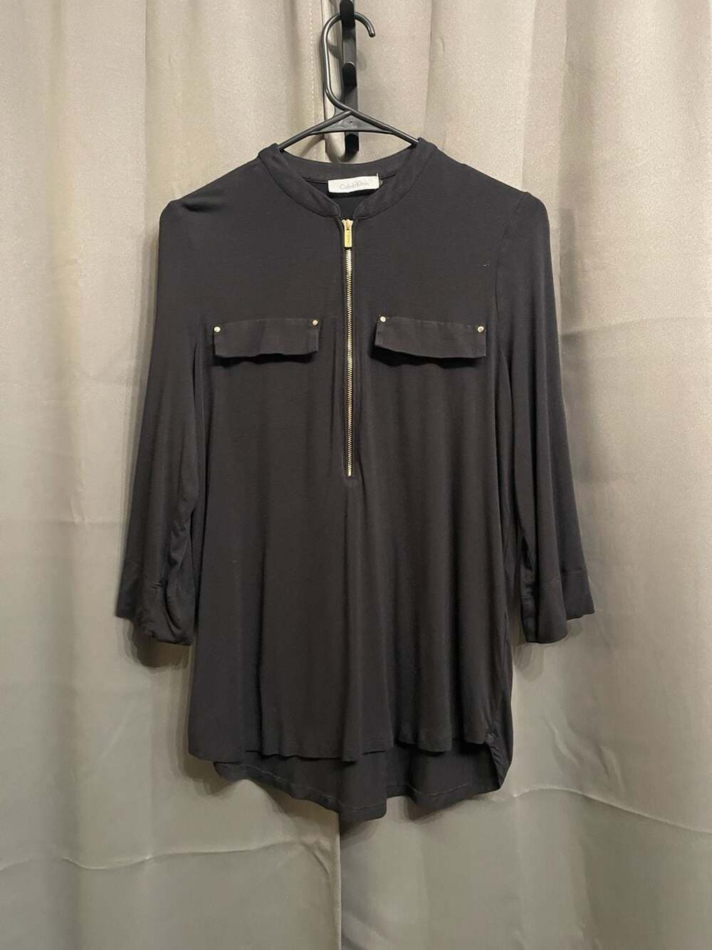 Calvin Klein 3/4 Sleeve Black Blouse